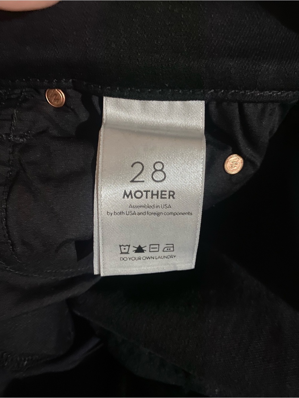 MOTHER The Rascal Ankle Fray Hem Black Denim Jeans Gold Glitter Women’s Size 28 - Picture 3 of 8
